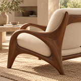 Architect Lounge Chair with Sculpted Solid Walnut Frame and Premium Cream Upholstery for Slow Weekend Living — alternate editorial view