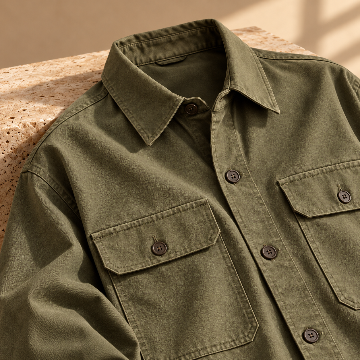 Studio Overshirt Olive — alternate editorial view