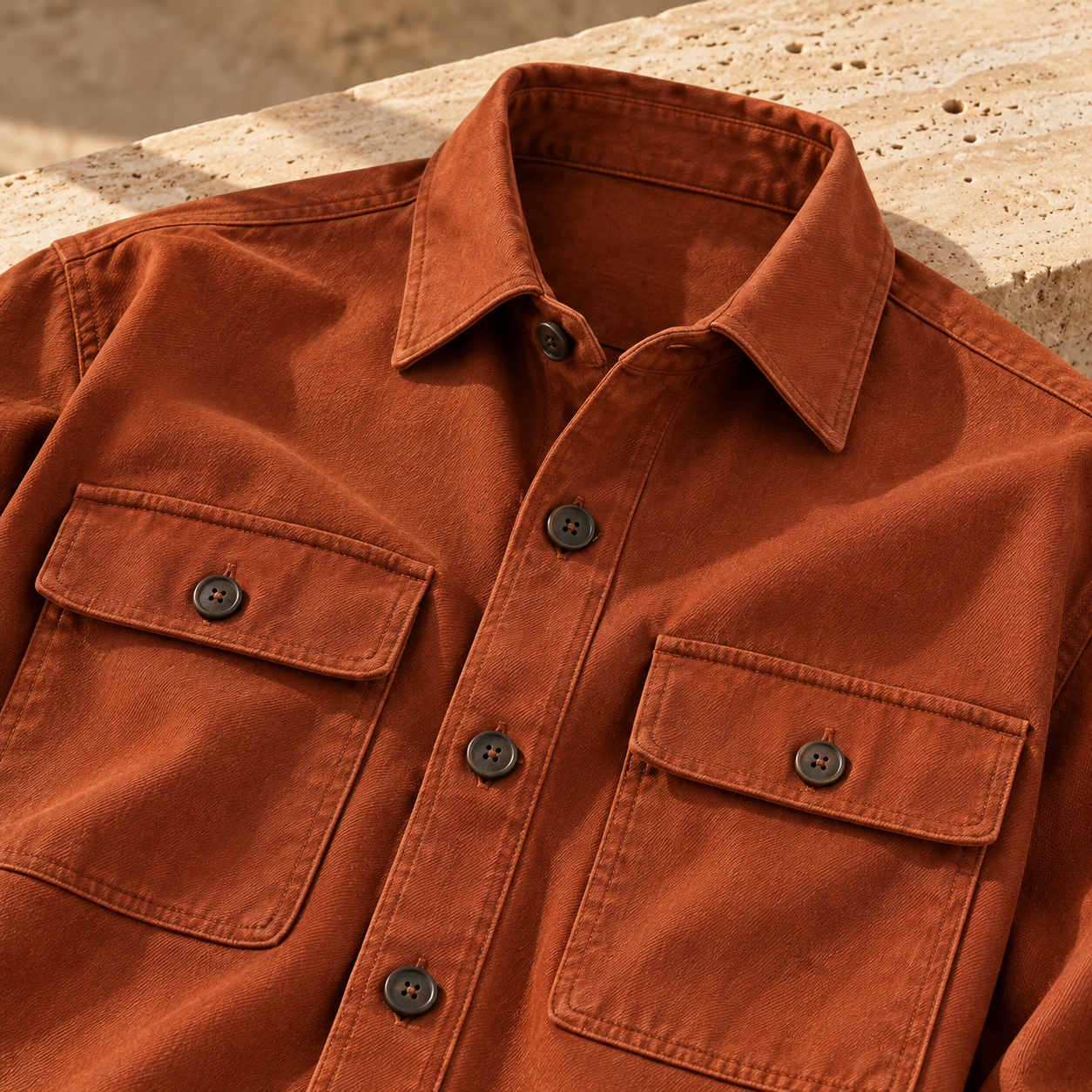 Studio Overshirt Rust — alternate editorial view
